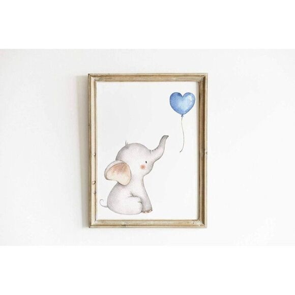 Set of 6 Unframed Baby Boy Nursery Wall Art Prints, Blue Elephant Nursery Wall - Picture 7 of 7